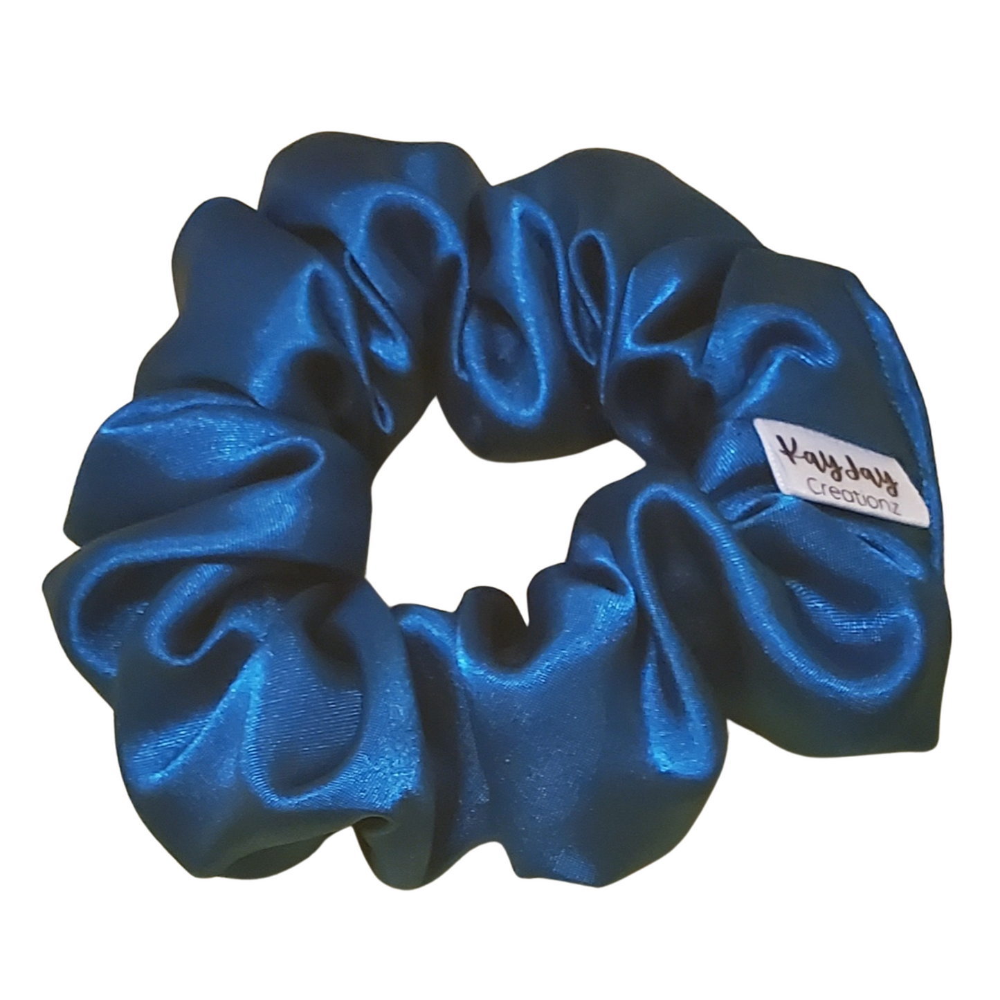 SET OF 3 SATIN SCRUNCHIES - TEAL, IVORY, HOT PINK