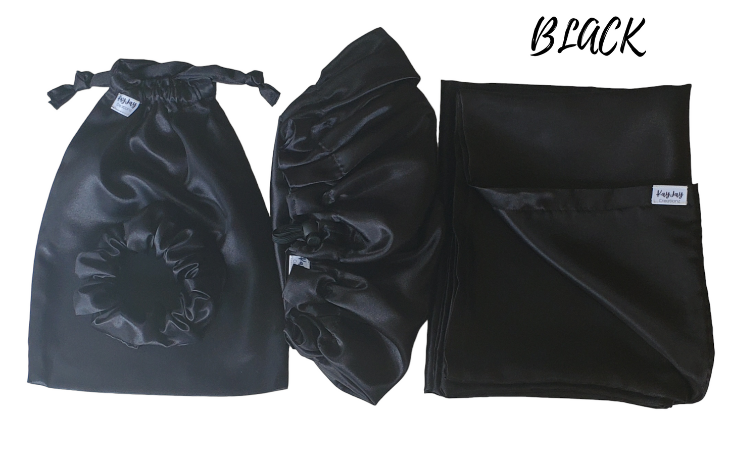 Luxury Satin Bonnet Bundle Starter Set (BLACK)