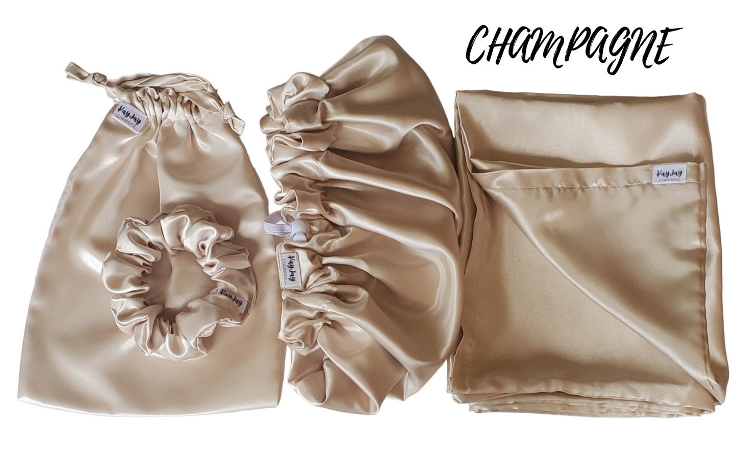 Luxury Satin Bonnet Bundle Starter Set (CHAMPAGNE)