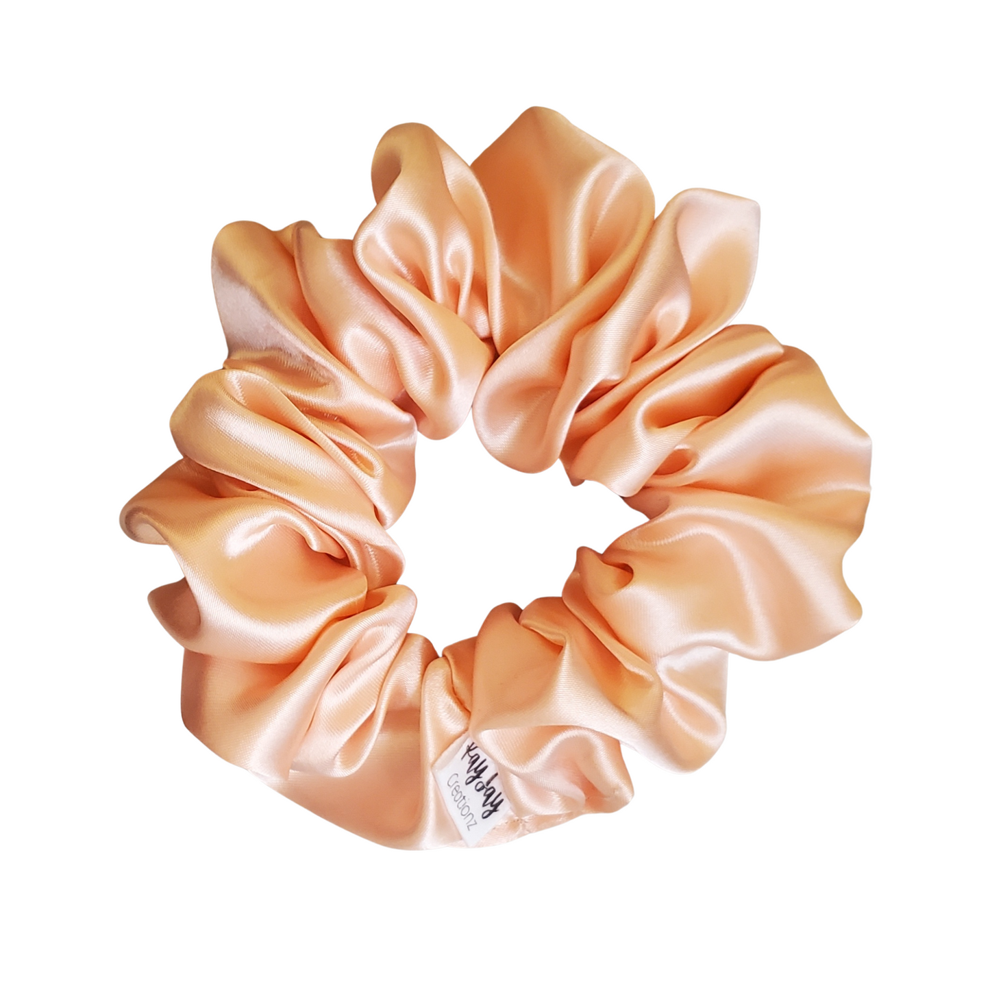 SET OF 3 SATIN SCRUNCHIES - CAFE, BLACK, PEACH