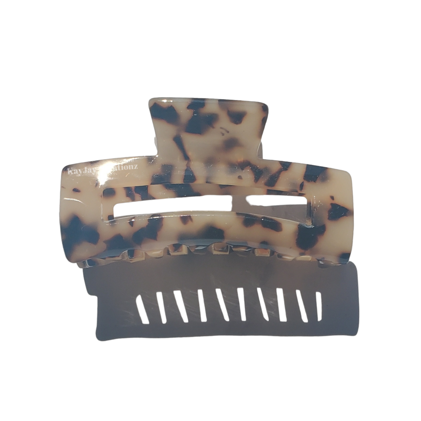 TORTOISE TAN RECTANGLE CLAW CLIP