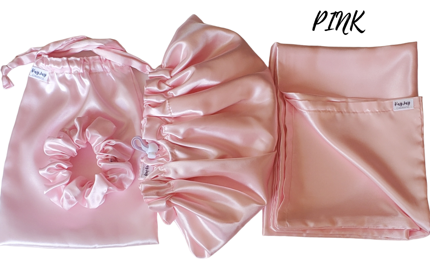 Luxury Satin Bonnet Bundle Starter Set (PINK)