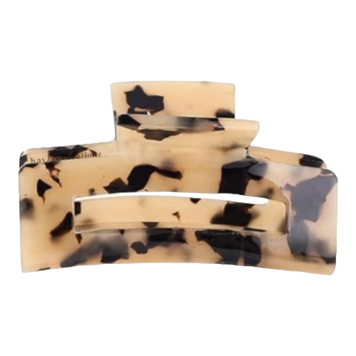 TORTOISE TAN RECTANGLE CLAW CLIP