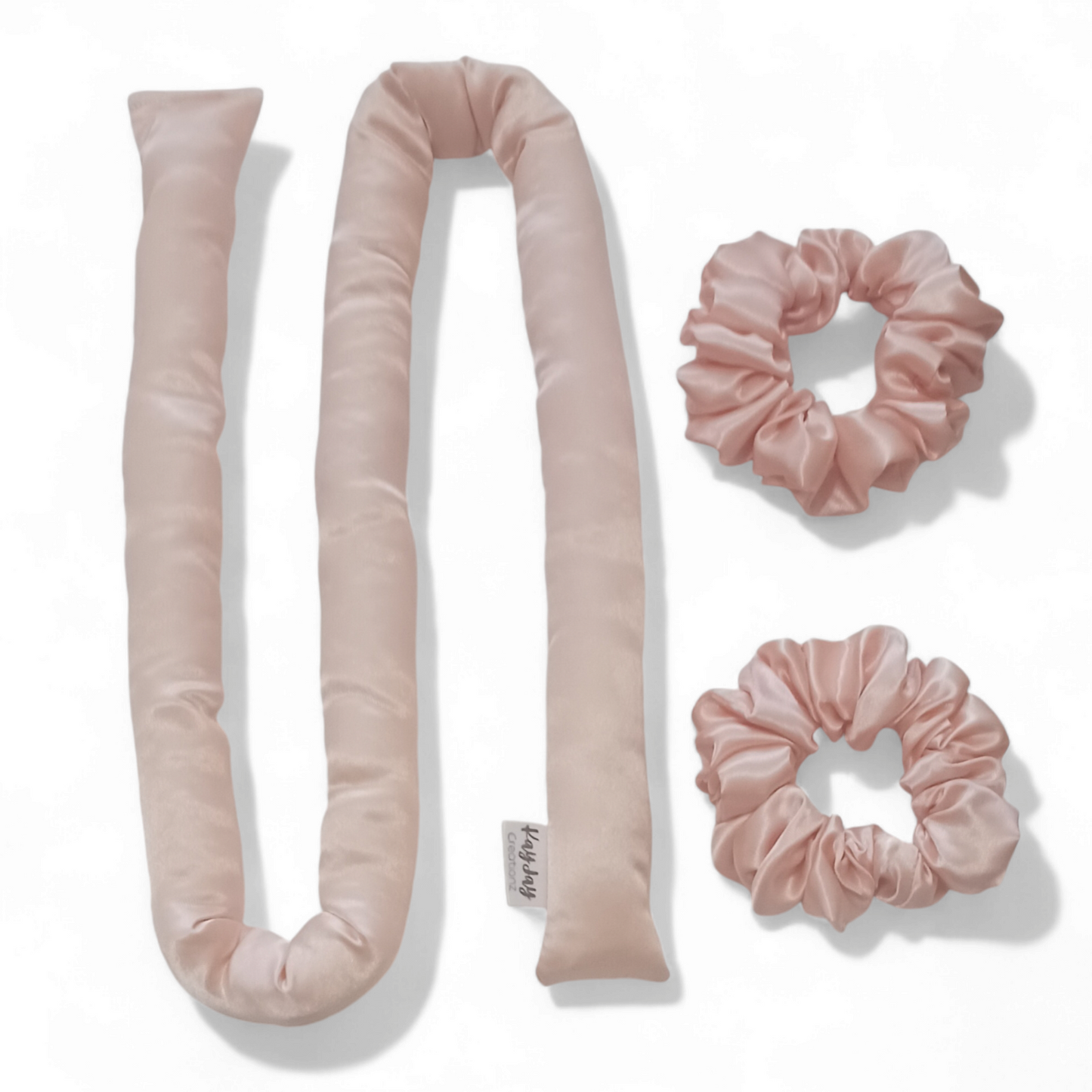PEACH SATIN HEATLESS CURLING SET