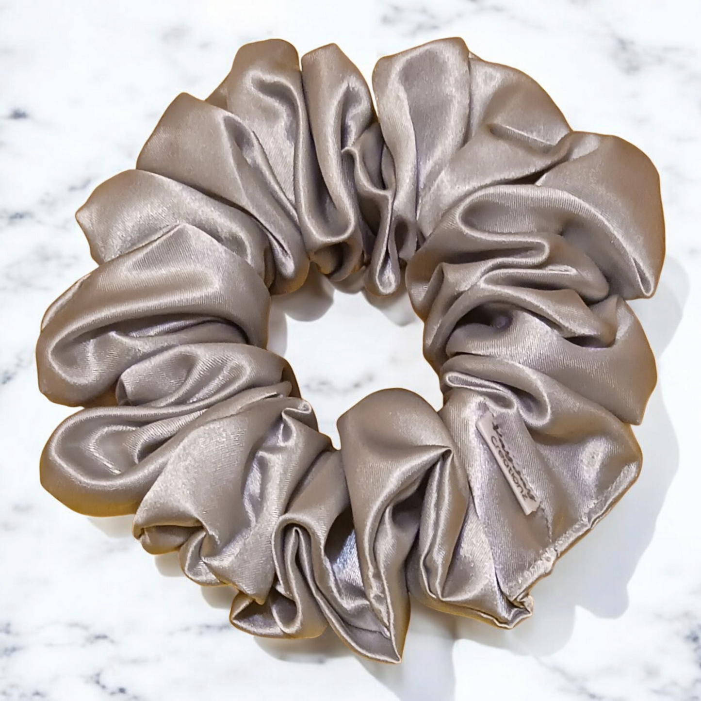 SILVER SATIN SCRUNCHIE