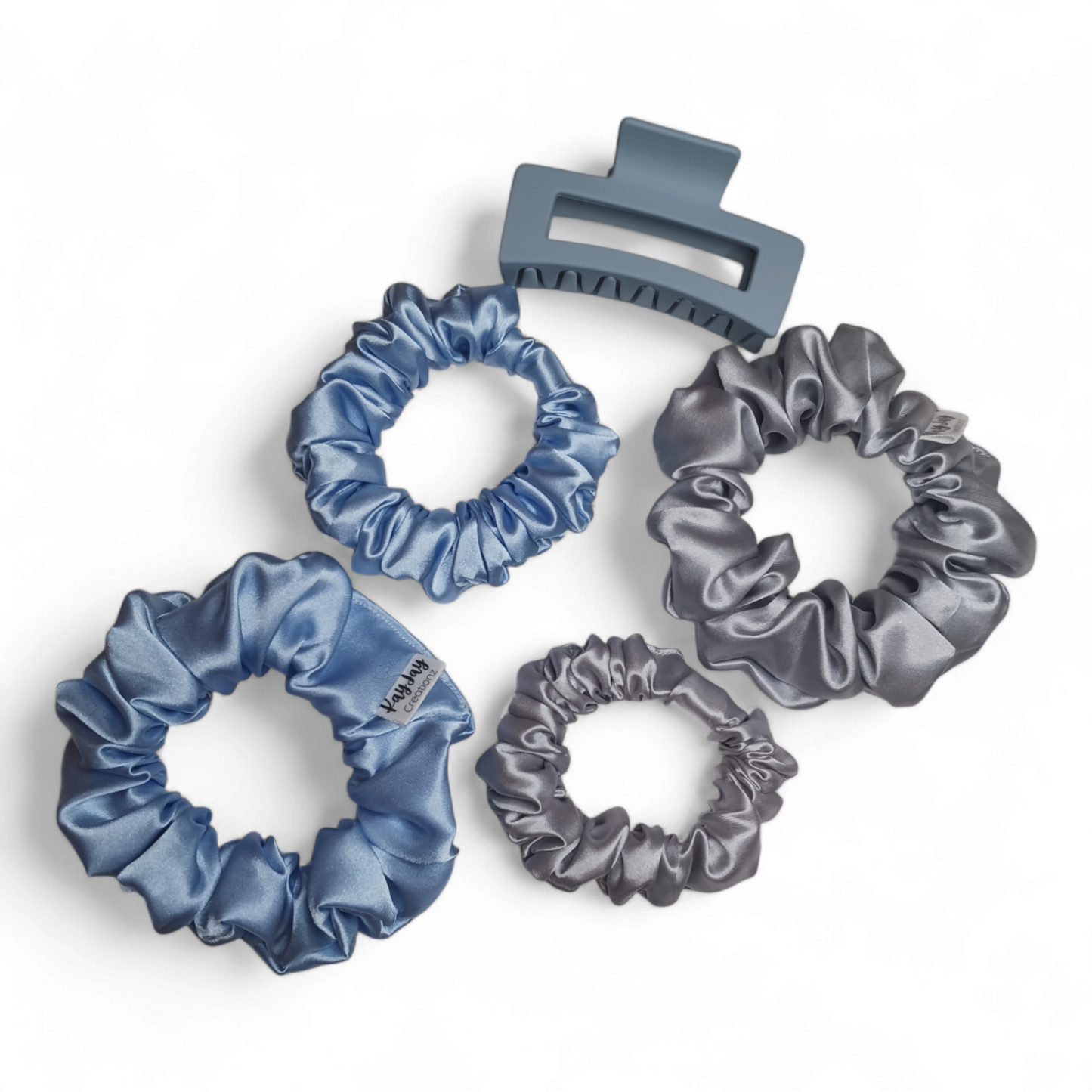 Set Of 4 Satin Scrunchies & Hair Claw - Handmade in The USA