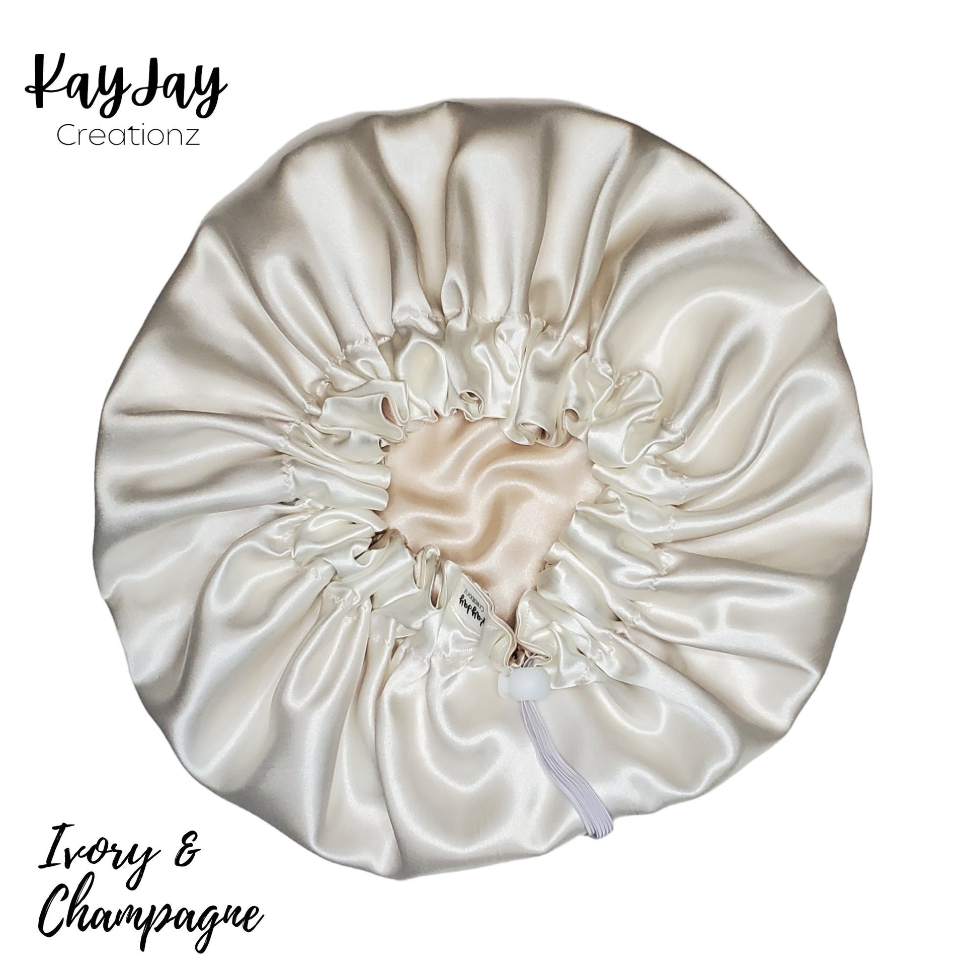 Ivory & Champagne Satin Bonnet for Kids