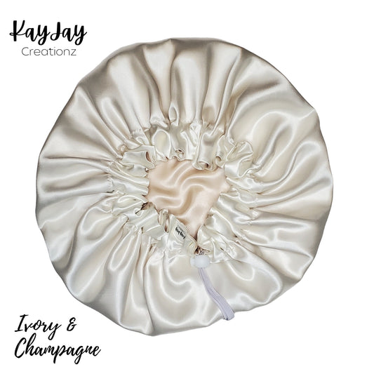 Ivory & Champagne Satin Bonnet for Kids