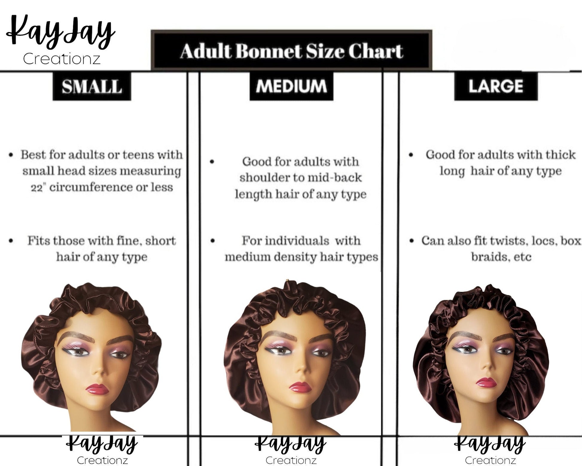 Adult Silk Satin Bonnets| Double-Layered Reversible & Adjustable Satin Bonnets | Silk Satin Sleep Caps