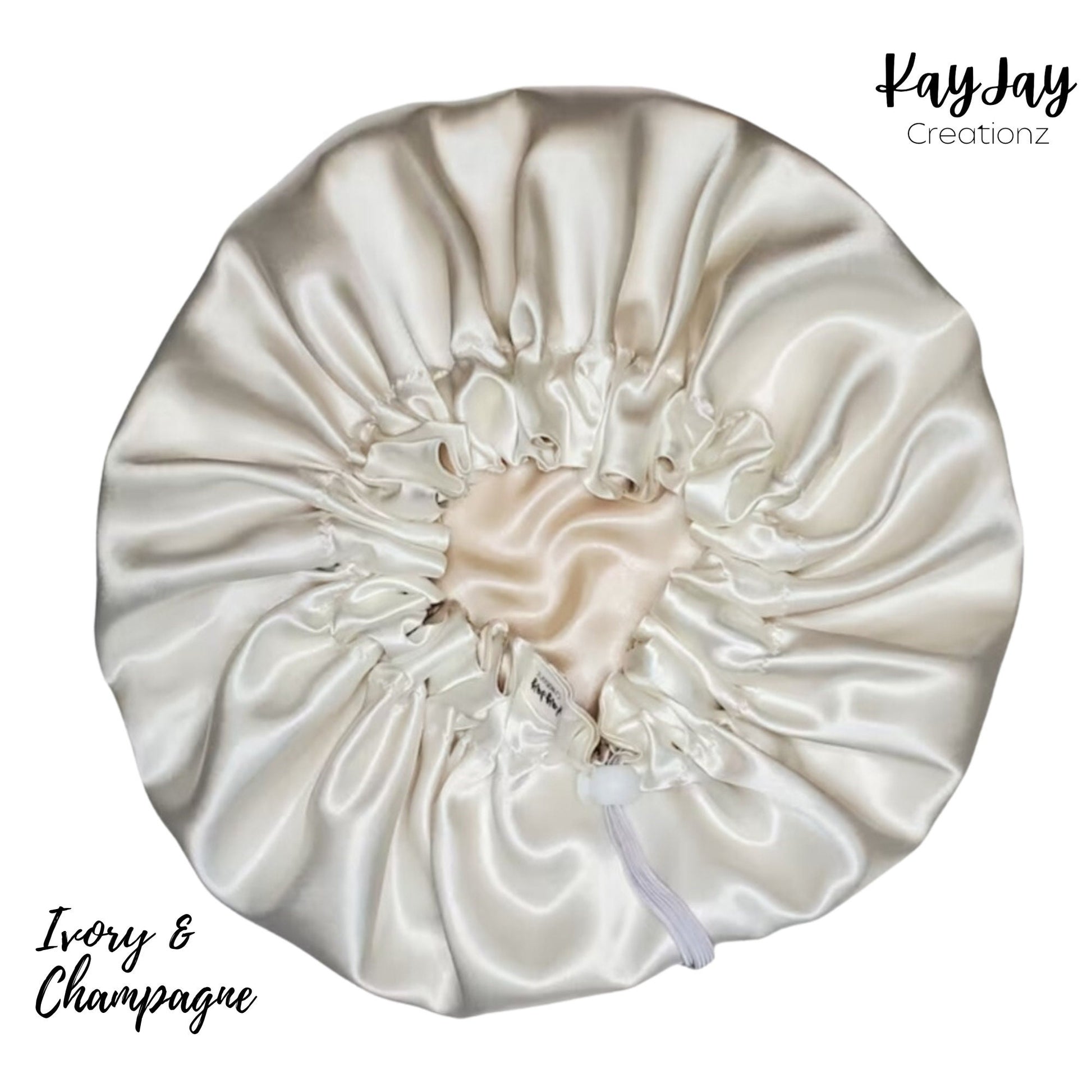 IVORY & CHAMPAGNE SATIN BONNET