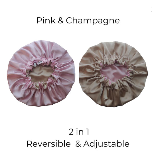 Luxury Adjustable Satin Bonnets – Double-Lined, Reversible & Breathable for Ultimate Hair Protection| Sizes Small - X-Large