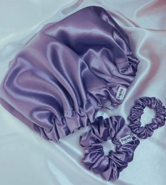 LAVENDER -Luxury Adjustable Satin Bonnet – Double-Lined, Reversible & Breathable for Ultimate Hair Protection| Adult Sizes Small -Large