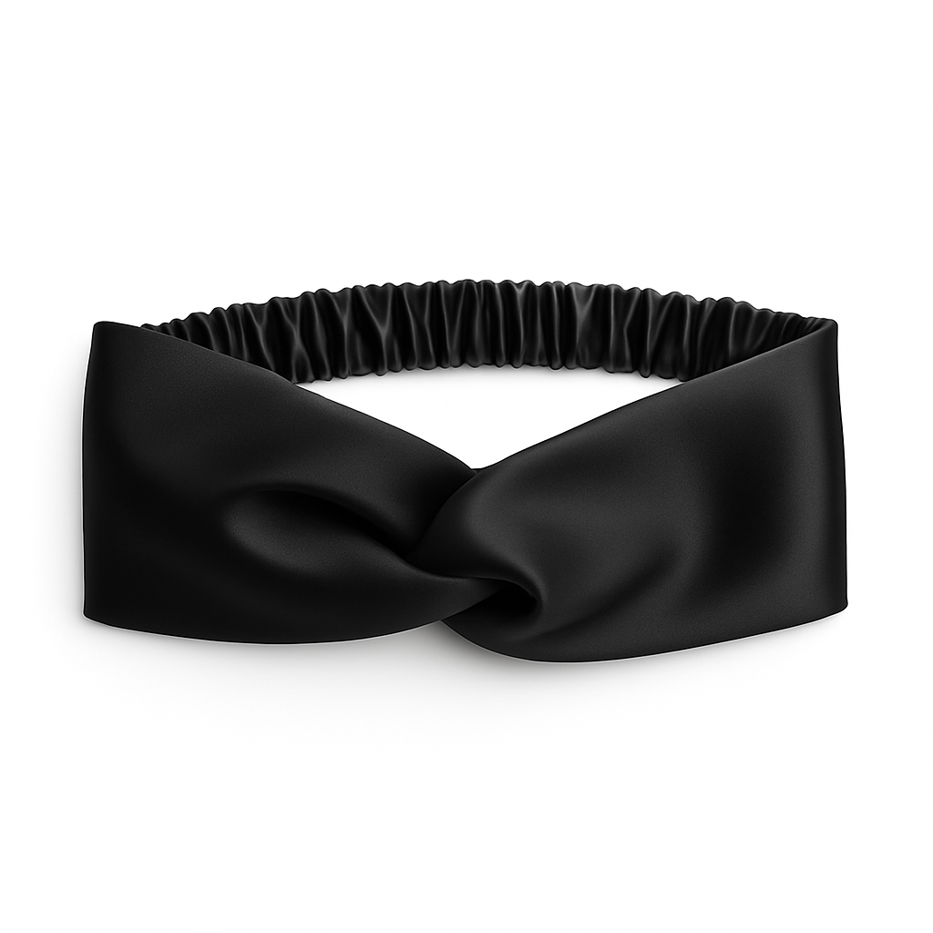 BLACK- TWISTED STYLE SATIN HEADBAND