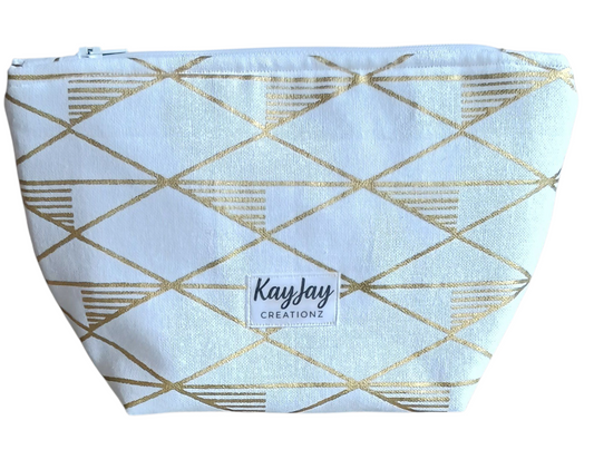 GOLD GEOMETRIC LINE COSMETIC POUCH
