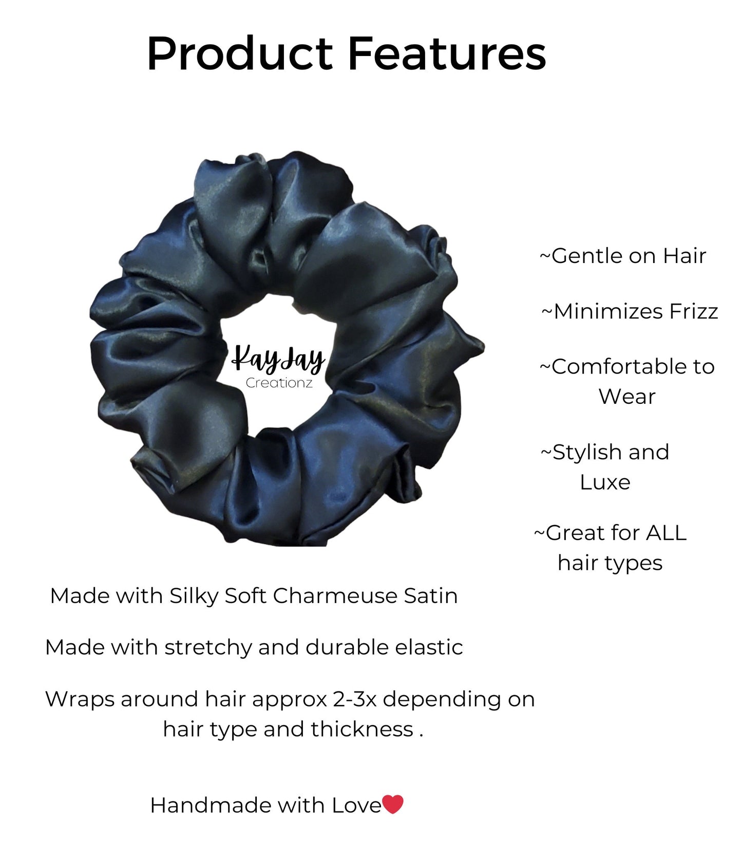 White Satin Scrunchie| Women's Hair Scrunchies | Hair Tie | Gifts for Her