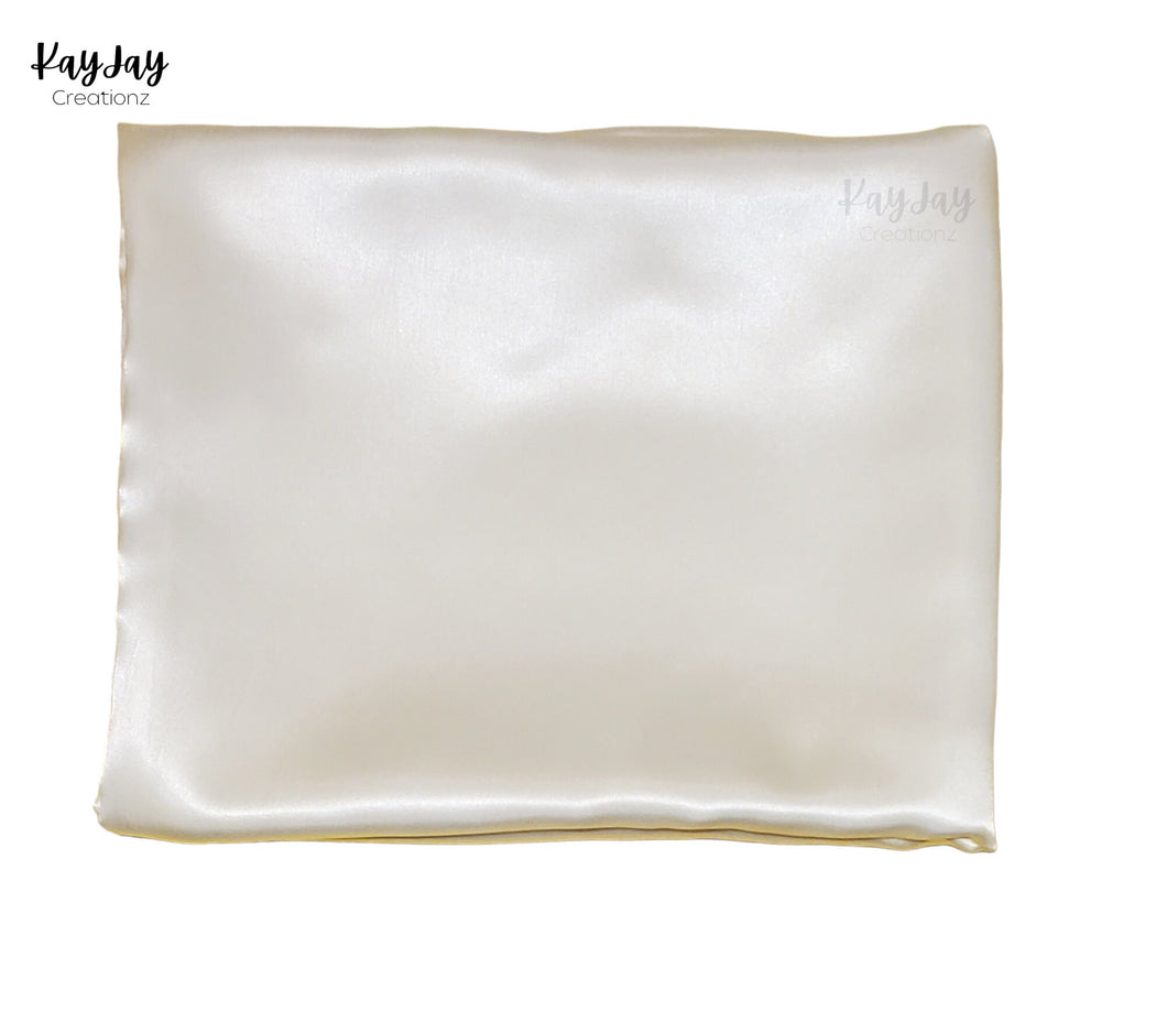 IVORY Luxury Satin Pillowcase and Matching Scrunchie Set for Hair & Skin| Envelope Closure in sizes Standard/Queen/King| Handmade Gift