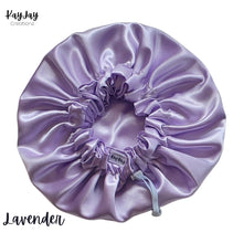 Load image into Gallery viewer, Lavender Adult Satin Bonnets| Double-Layered Reversible &amp; Adjustable Satin Bonnets | Silk Satin Sleep Caps| Sizes Small -Large
