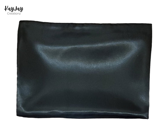 Black Luxury Satin Pillowcase and Matching Scrunchie Set for Hair & Skin| Envelope Closure in sizes Standard/Queen/King| Handmade Gift