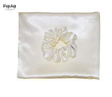 Load image into Gallery viewer, IVORY Luxury Satin Pillowcase and Matching Scrunchie Set for Hair &amp; Skin| Envelope Closure in sizes Standard/Queen/King| Handmade Gift

