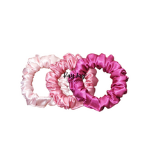 Load image into Gallery viewer, PINK MULTI SKINNY SATIN SCRUNCHIES - SET OF 3
