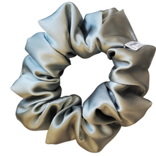 Load image into Gallery viewer, SET OF 3 SATIN SCRUNCHIES- COPPEN, SAGE, SILVER
