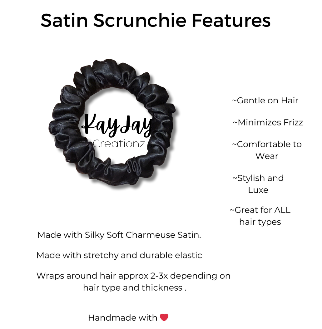 MIDNIGHT SKINNY SATIN SCRUNCHIES- SET OF 3