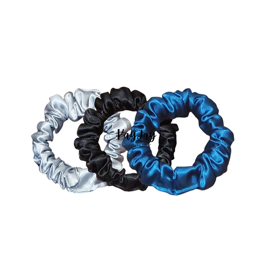 MIDNIGHT SKINNY SATIN SCRUNCHIES- SET OF 3