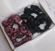 Load image into Gallery viewer, Set Of 4 Satin Scrunchies &amp; Hair Claw - Handmade in The USA
