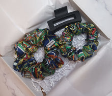 Load image into Gallery viewer, Set Of 2 Chiffon Scrunchies &amp; Hair Claw - Handmade in The USA
