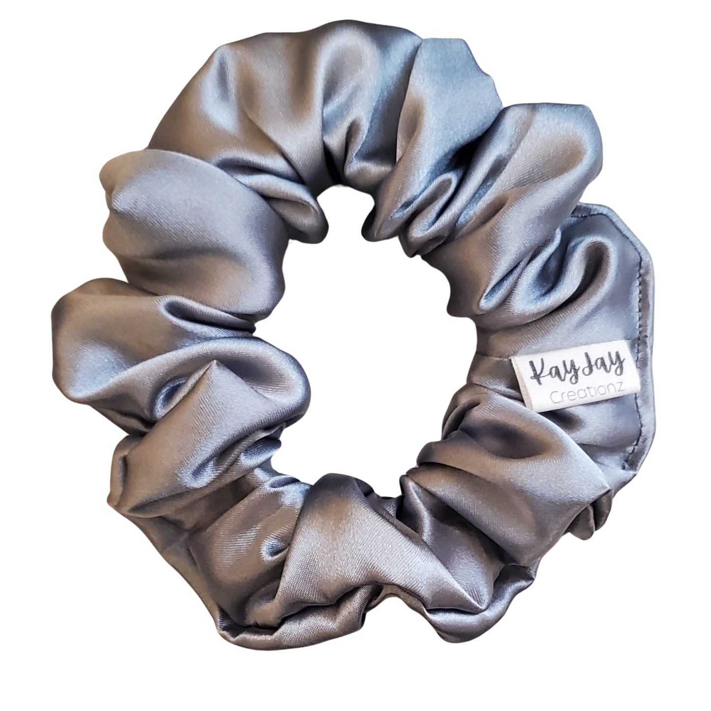 SET OF 3 SATIN SCRUNCHIES- TEAL, SAGE, GRAY