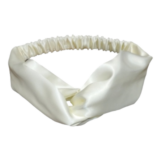 IVORY- TWISTED STYLE SATIN HEADBAND