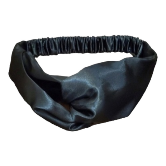 BLACK- TWISTED STYLE SATIN HEADBAND