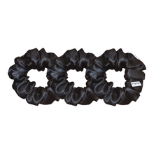 Load image into Gallery viewer, SET OF 3 SATIN SCRUNCHIES - BLACK
