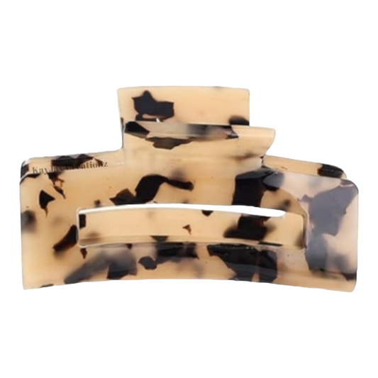 TORTOISE TAN RECTANGLE CLAW CLIP
