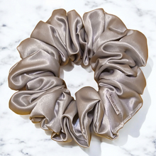 Load image into Gallery viewer, SILVER SATIN SCRUNCHIE
