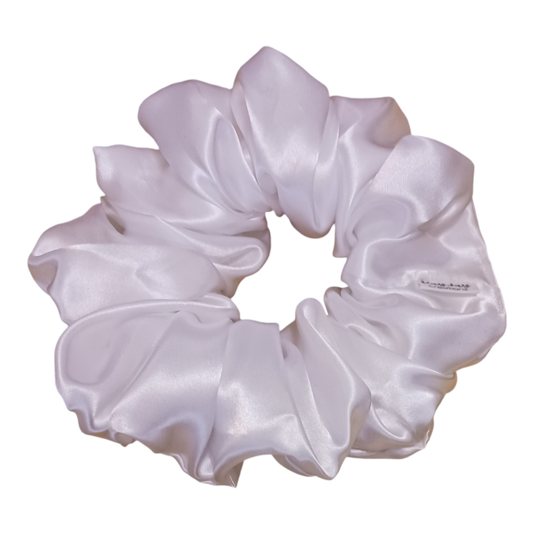 WHITE  SATIN SCRUNCHIE