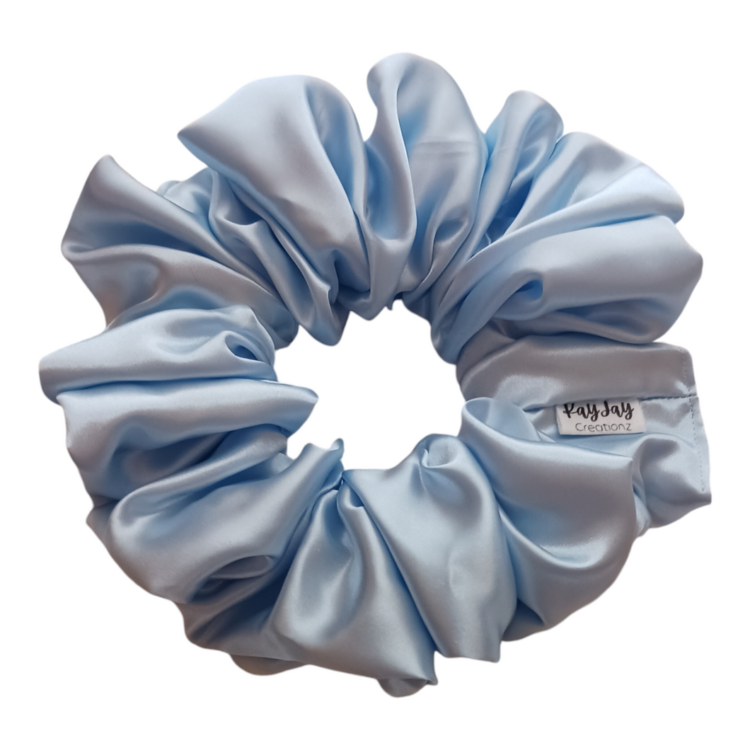 BABY BLUE SATIN SCRUNCHIE