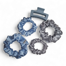 Load image into Gallery viewer, Set Of 4 Satin Scrunchies &amp; Hair Claw - Handmade in The USA
