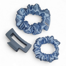 Load image into Gallery viewer, Set Of 4 Satin Scrunchies &amp; Hair Claw - Handmade in The USA
