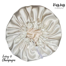 Load image into Gallery viewer, IVORY &amp; CHAMPAGNE SATIN BONNET
