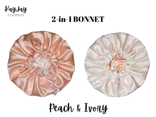 PEACH & IVORY SATIN BONNET