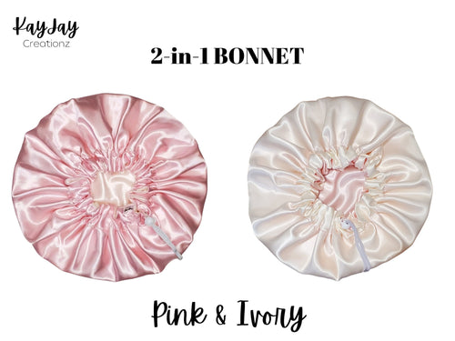 PINK & IVORY SATIN BONNET