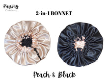 Load image into Gallery viewer, Peach &amp; Black Satin Bonnet for Kids
