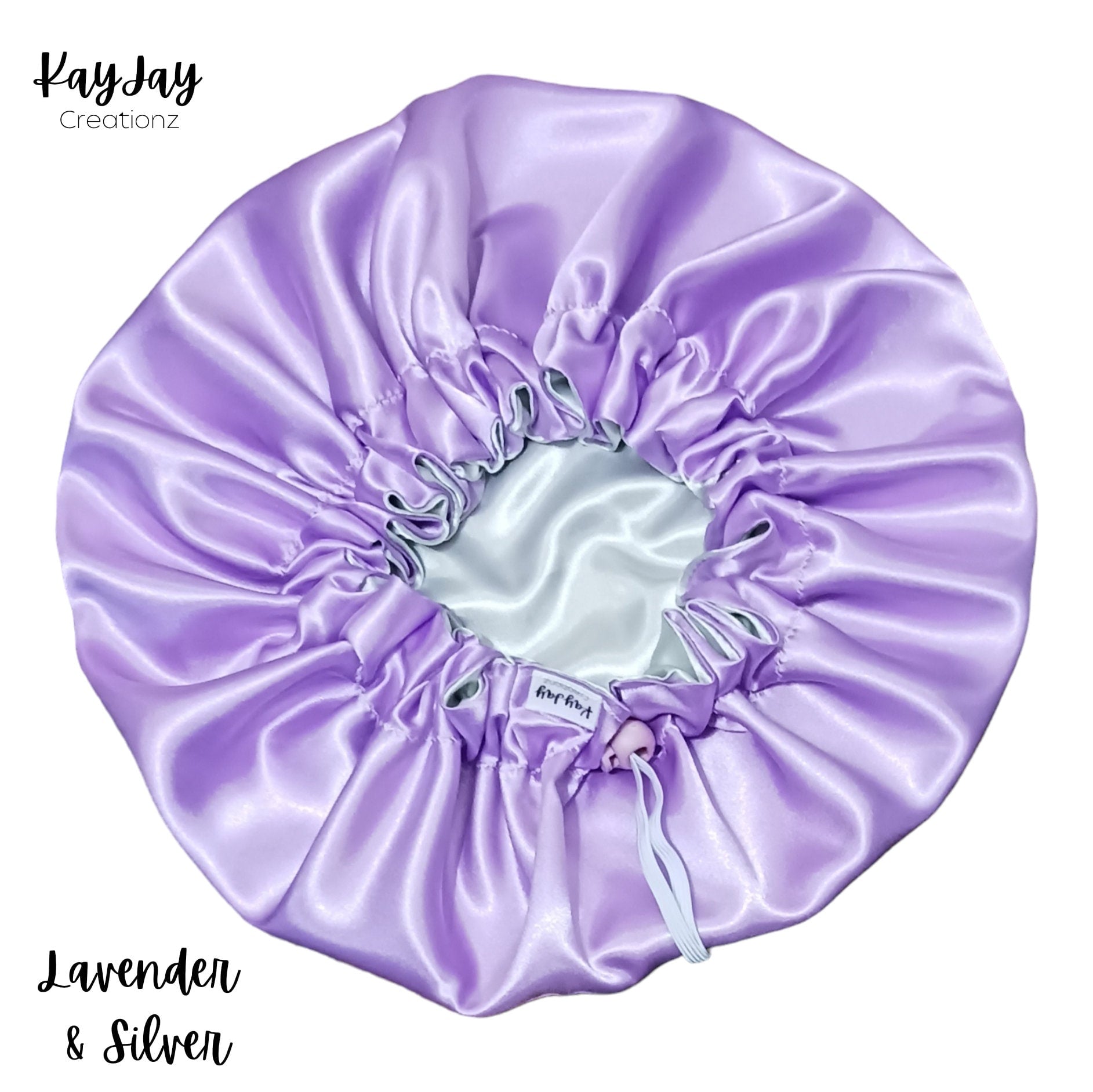 Lavender & Silver Reversible Adult Silk Satin Bonnet| Double-Layered Reversible and Adjustable Satin Bonnet| Silk Satin Sleep Cap