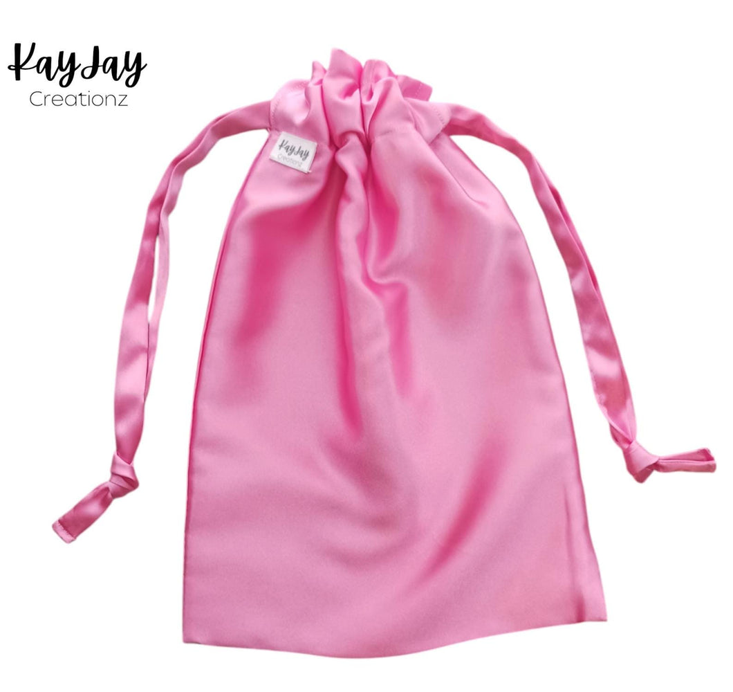 BUBBLEGUM PINK Handmade Satin Drawstring Bag Set for Travel, Jewelry, and Dust bag. Valentine's Day Gift idea