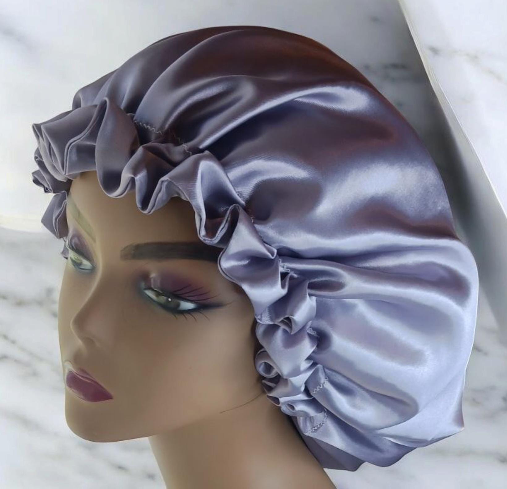Dusty Lilac Luxury Adjustable Satin Bonnet – Double-Lined, Reversible & Breathable for Ultimate Hair Protection| Adult Sizes Small -Large