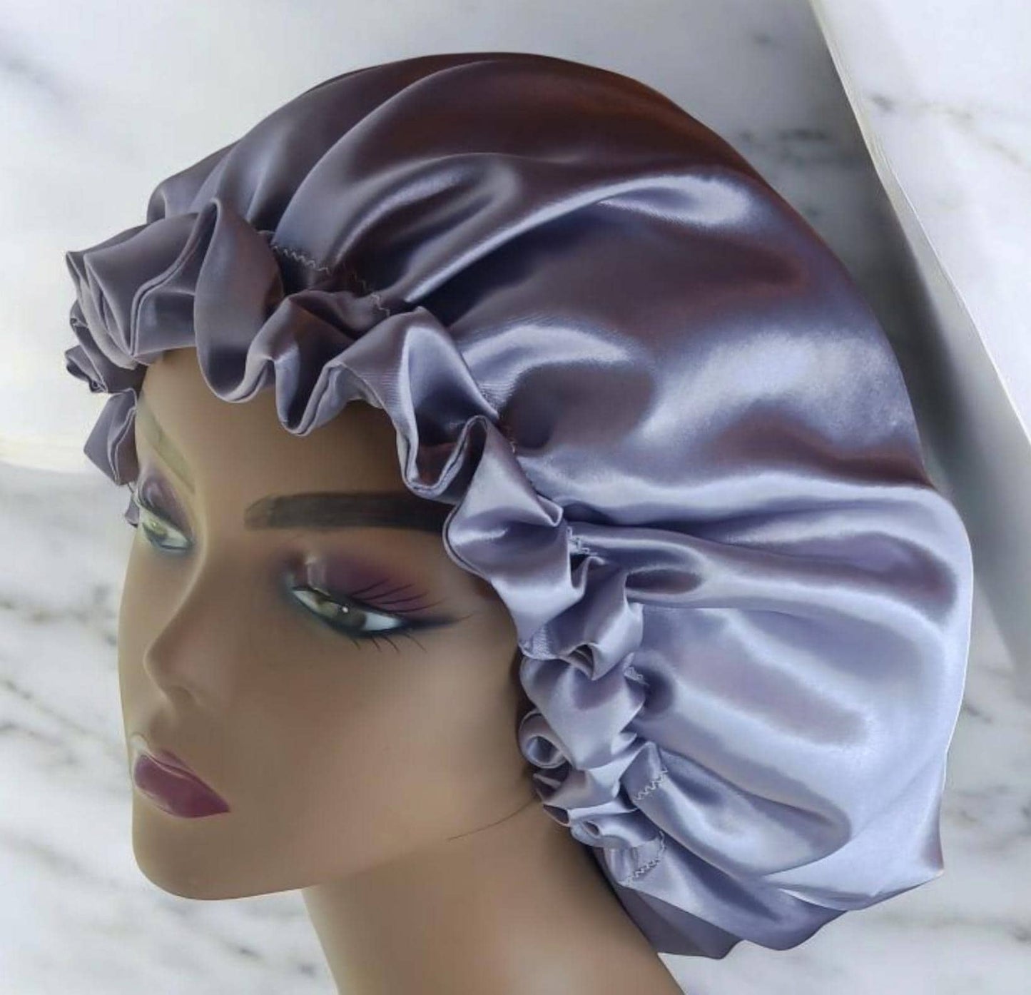Dusty Lilac Luxury Adjustable Satin Bonnet – Double-Lined, Reversible & Breathable for Ultimate Hair Protection| Adult Sizes Small -Large