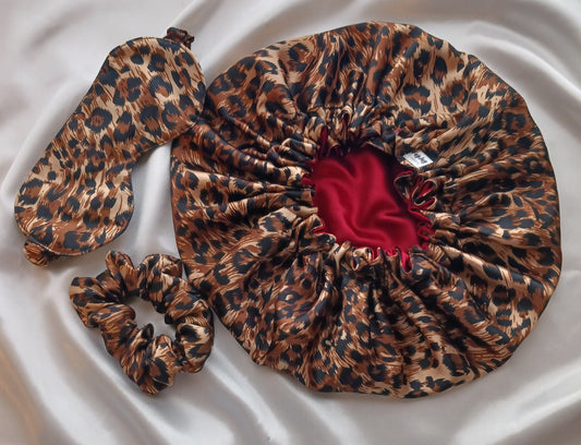LEOPARD PRINT ADULT BONNET SET