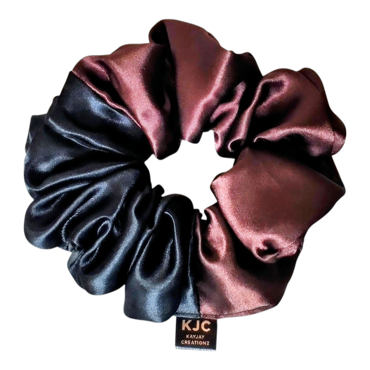 BROWN & BLACK SATIN BONNET & SCRUNCHIE