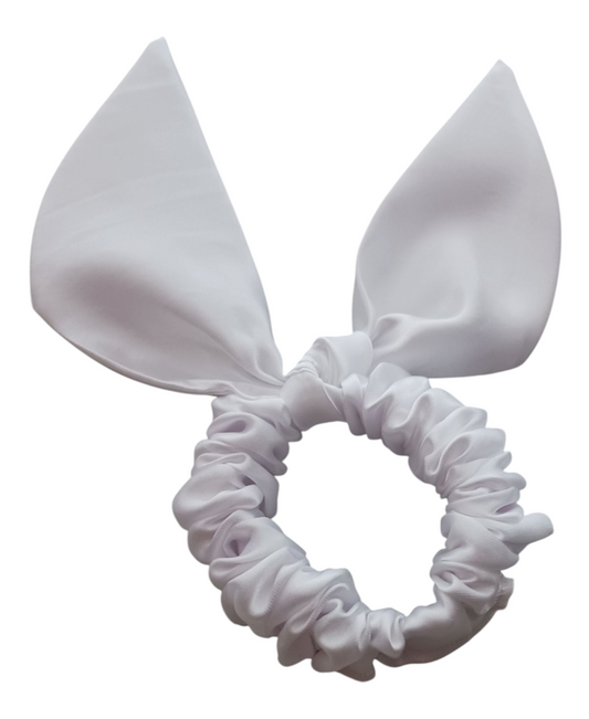 WHITE - BUNNY EARS SATIN SCRUNCHIE